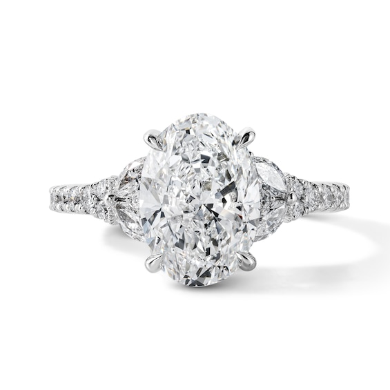 Vera Wang Love Collection 3-1/4 CT. T.w. Certified Oval Lab-Grown Diamond Engagement Ring in 14K White Gold (F/Vs2)