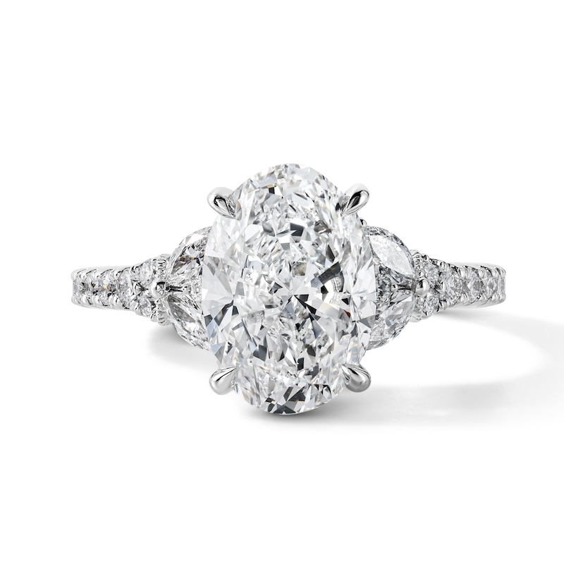 Main Image 1 of Vera Wang Love Collection 3-1/4 CT. T.W. Certified Oval Lab-Grown Diamond Engagement Ring in 14K White Gold (F/VS2)