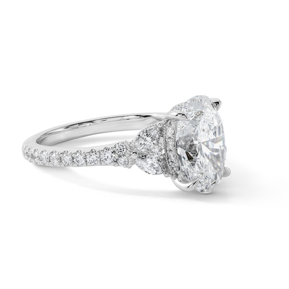 Vera Wang Love Collection 3-1/4 CT. T.w. Certified Oval Lab-Grown Diamond Engagement Ring in 14K White Gold (F/Vs2)