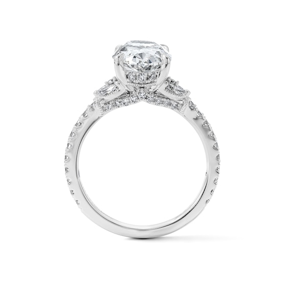 Vera Wang Love Collection 3-1/4 CT. T.w. Certified Oval Lab-Grown Diamond Engagement Ring in 14K White Gold (F/Vs2)