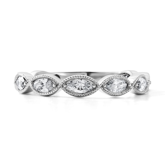 Vera Wang Love Collection 1/2 CT. T.W. Marquise-Cut Lab-Grown Diamond Band in 14K White Gold (F/VS2)