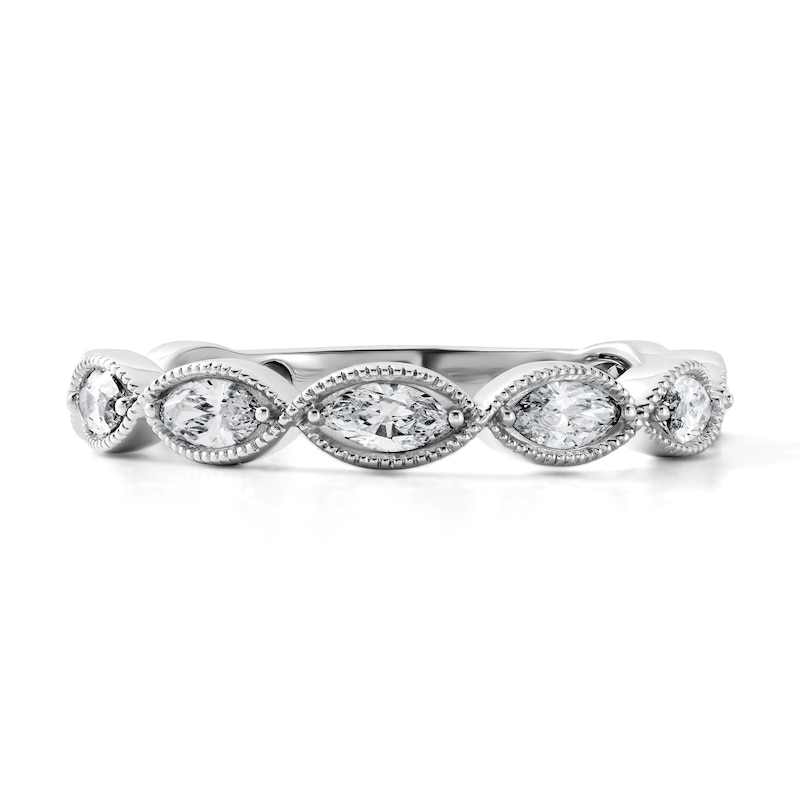 Main Image 1 of Vera Wang Love Collection 1/2 CT. T.W. Marquise-Cut Lab-Grown Diamond Band in 14K White Gold (F/VS2)