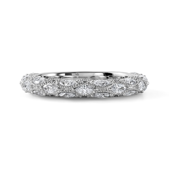 Vera Wang Love Collection 3/4 CT. T.w. Marquise-Cut Lab-Grown Diamond Vintage-Inspired Band in 14K White Gold (F/Vs2)