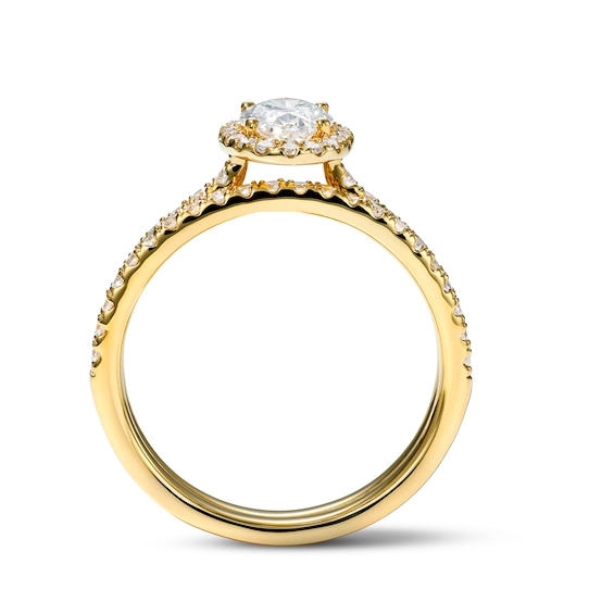 1-1/4 CT. T.w. Certified Oval Lab-Grown Diamond Frame Bridal Set in 14K Yellow Gold (F/Vs2)