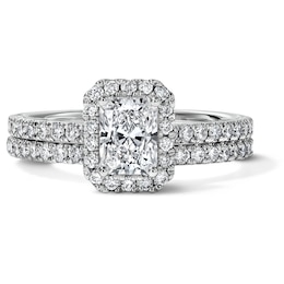 1-1/4 CT. T.W. Certified Radiant-Cut Lab-Grown Diamond Frame Bridal Set in 14K White Gold (F/VS2)
