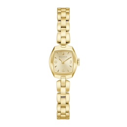 Ladies' Bulova Goddess Of Time Jackie Gold-Tone Stainless Steel Watch with Champagne Dial (97L201)