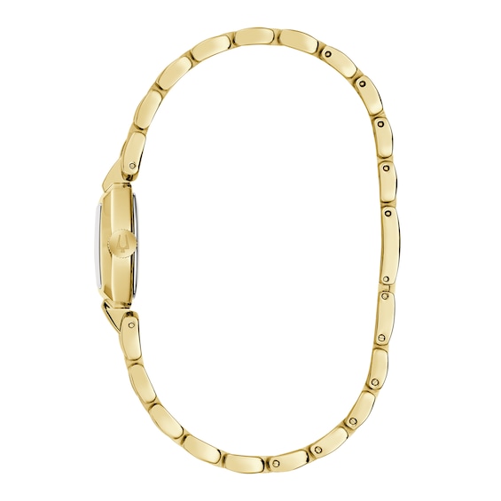 Ladies' Bulova Goddess Of Time Jackie Gold-Tone Stainless Steel Watch with Champagne Dial (97L201)