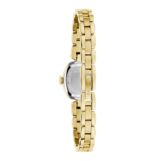 Ladies' Bulova Goddess Of Time Jackie Gold-Tone Stainless Steel Watch with Champagne Dial (97L201)