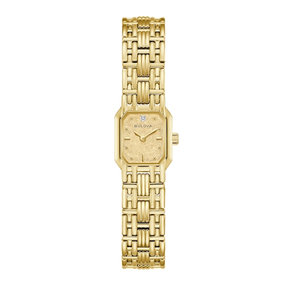 Ladies' Bulova Goddess of Time Diamond Accent Gold-Tone IP Stainless Steel Watch with Gold-Tone Dial (Model: 97P184)