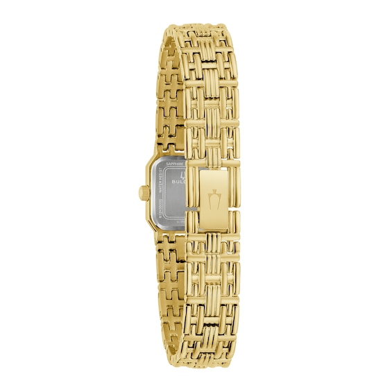 Ladies' Bulova Goddess of Time Diamond Accent Gold-Tone IP Stainless Steel Watch with Gold-Tone Dial (Model: 97P184)