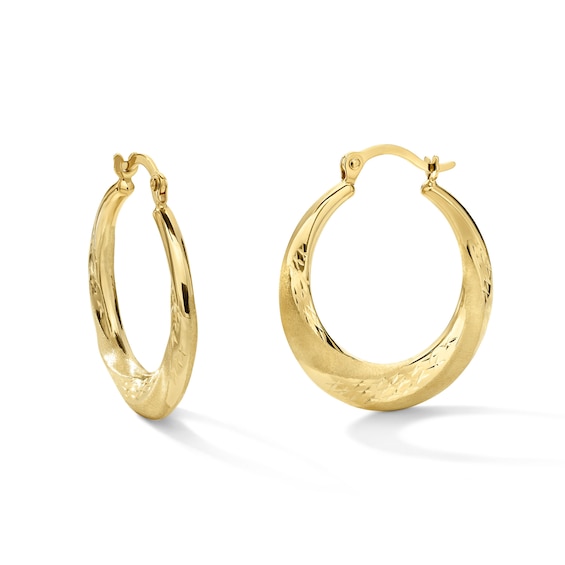 20mm Diamond-Cut Hoops in Hollow 10K Gold