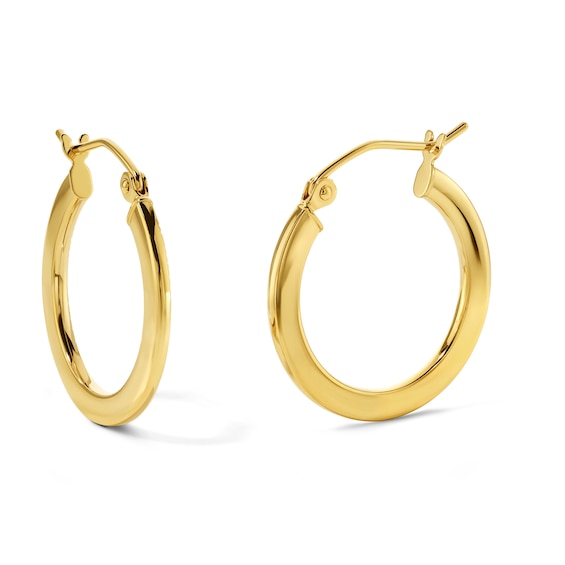 20mm Diamond-Cut Flat Hoops in Hollow 10K Gold