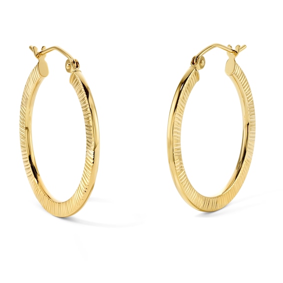 24mm Diamond-Cut Flat Hoops in Hollow 10K Gold
