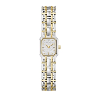 Ladies' Bulova Goddess Of Time Diamond Accent Two-Tone Stainless Steel Watch with Silver-White Dial (98P237)