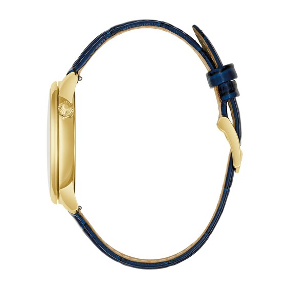 Bulova Hudson Chinese Zodiac Year of the Goat Gold-Tone IP Stainless Steel Watch with Blue Dial (Model: 97A202)