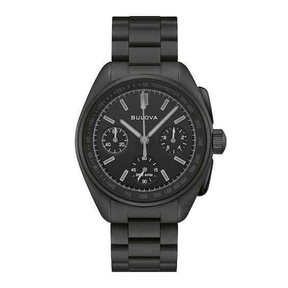Men's Bulova Lunar Pilot Black Hole Limited Edition HPQ Black IP Stainless Steel Watch with Black Dial (98A335)