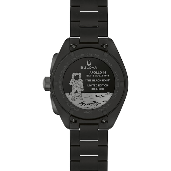Men's Bulova Lunar Pilot Black Hole Limited Edition HPQ Black IP Stainless Steel Watch with Black Dial (98A335)