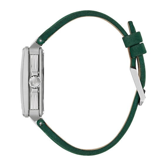 Men's Bulova Series X2 Automatic Stainless Steel Watch with Green Dial and Green Suede Strap (98A343)