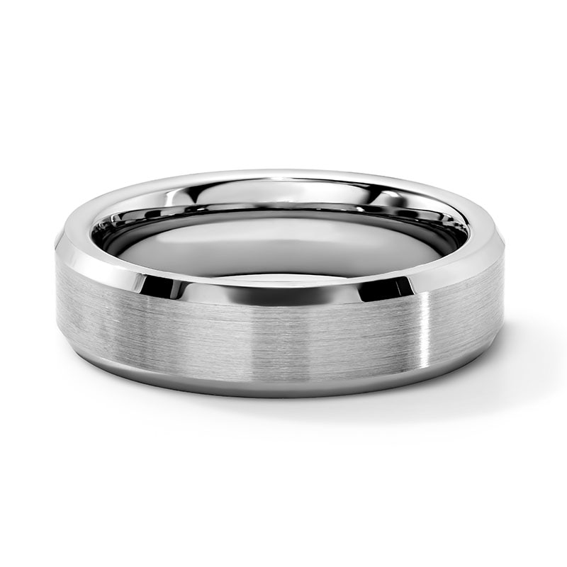 Main Image 1 of 6.0mm Brushed Beveled Wedding Band in Titanium