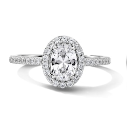 Oval White Lab-Created Sapphire Frame Ring in Sterling Silver