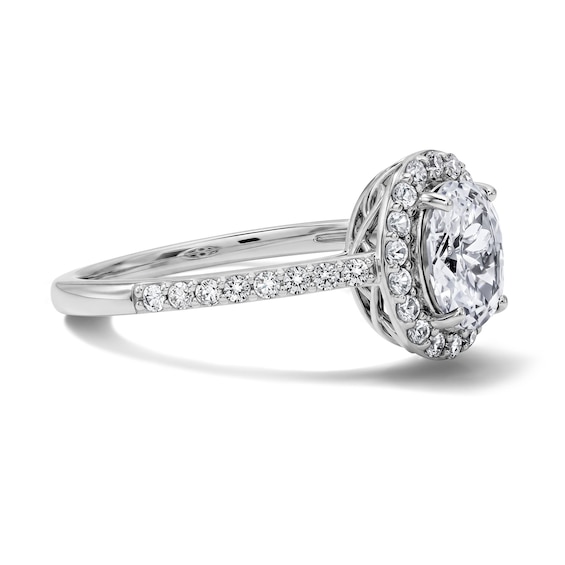 Oval White Lab-Created Sapphire Frame Ring in Sterling Silver