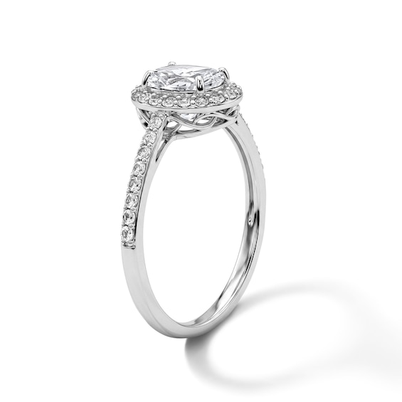 Oval White Lab-Created Sapphire Frame Ring in Sterling Silver