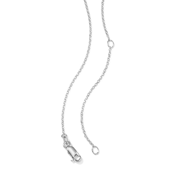 Oval Garnet and White Lab-Created Sapphire Frame Necklace in Sterling Silver - 18"