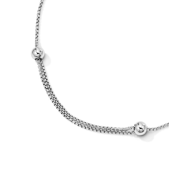 Oval Blue Lab-Created Sapphire and White Lab-Created Sapphire Adjustable Bracelet in Sterling Silver - 9"
