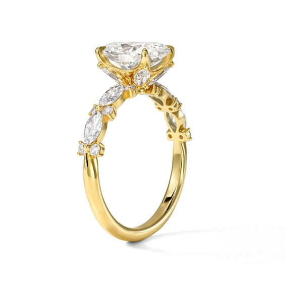 3 CT. T.w. Certified Elongated Cushion-Cut Lab-Grown Diamond Engagement Ring in 14K Gold (F/Vs2)