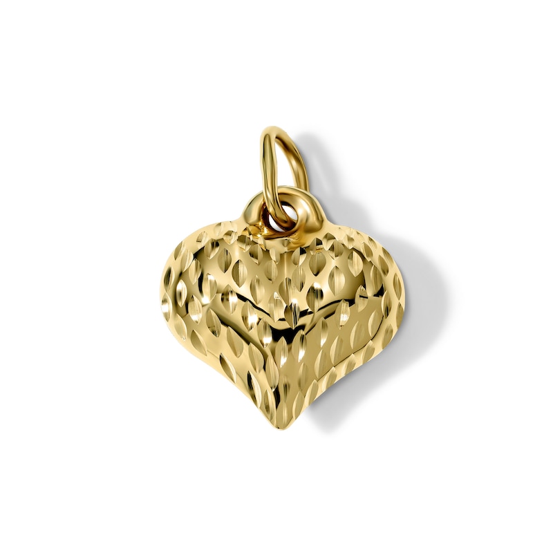 Main Image 1 of Diamond-Cut Heart Charm in 10K Gold
