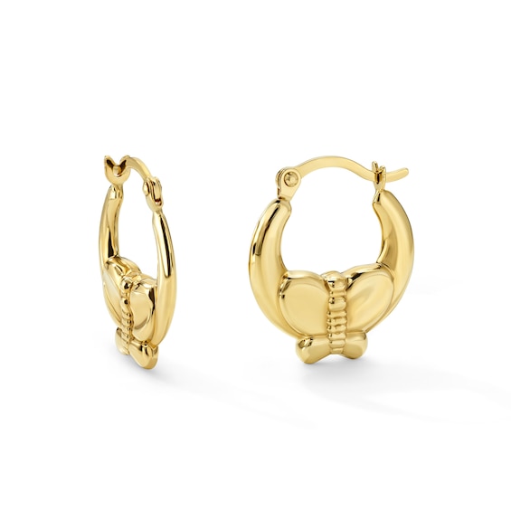 14mm Butterfly Hoops in Hollow 10K Gold