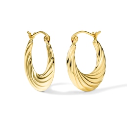 16mm Wave Hoops in Hollow 10K Gold