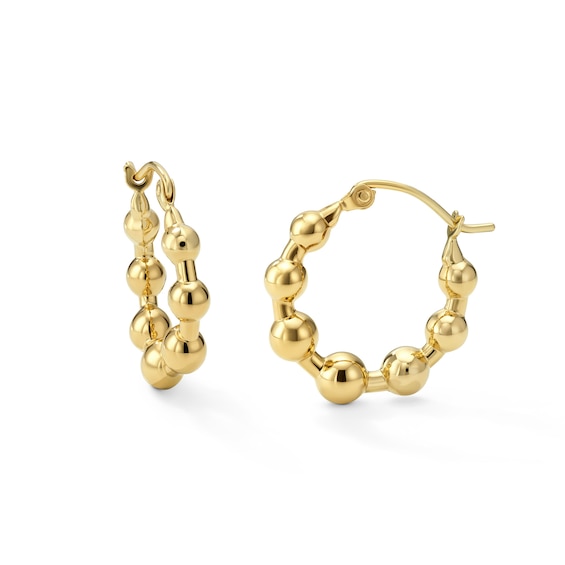17.5mm Beaded Hoops in Hollow 10K Gold
