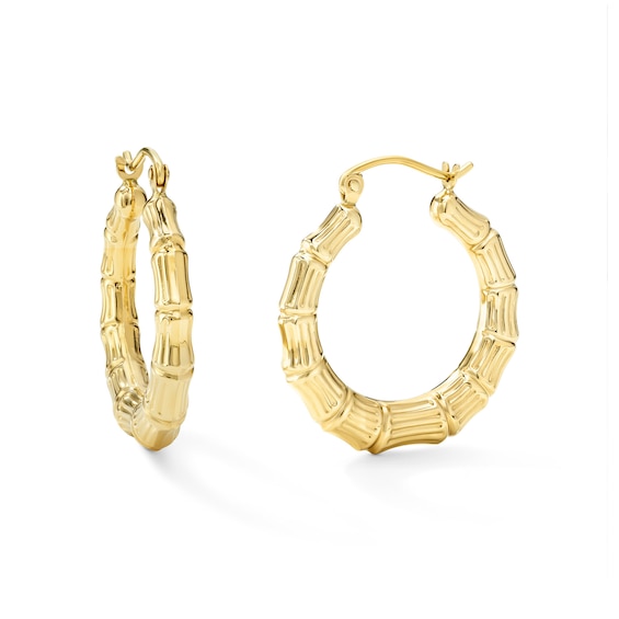 22mm Bamboo Hoops in Hollow 10K Gold