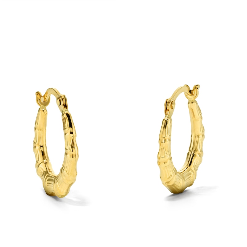 Main Image 1 of 14mm Bamboo Hoops in Hollow 10K Gold