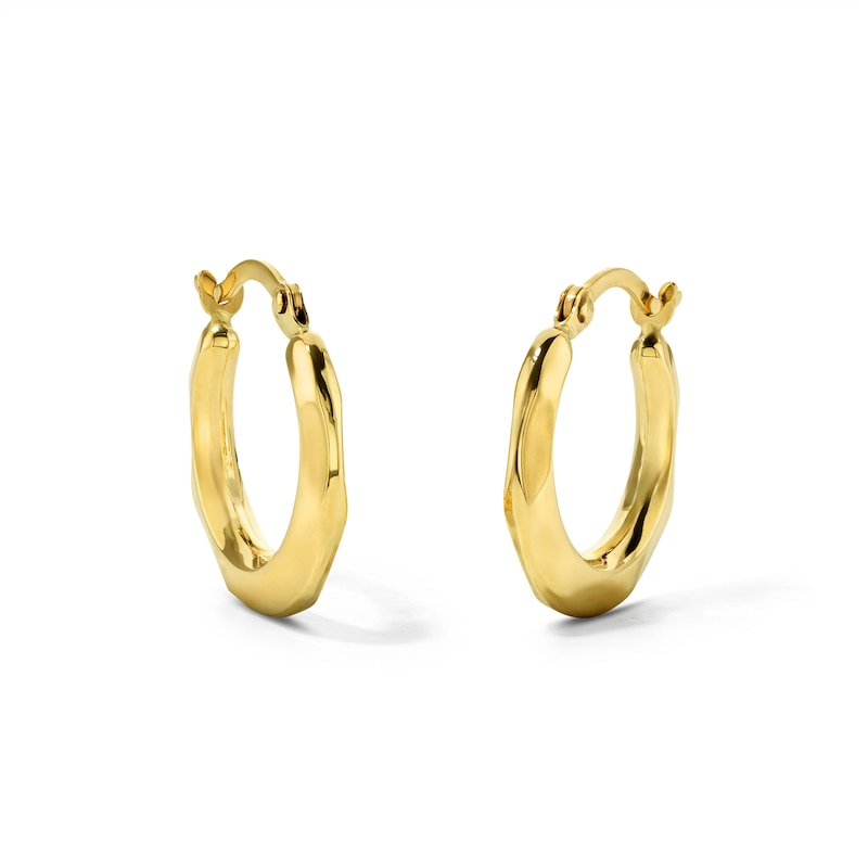 Main Image 1 of 14mm Faceted Oval Hoops in Hollow 10K Gold
