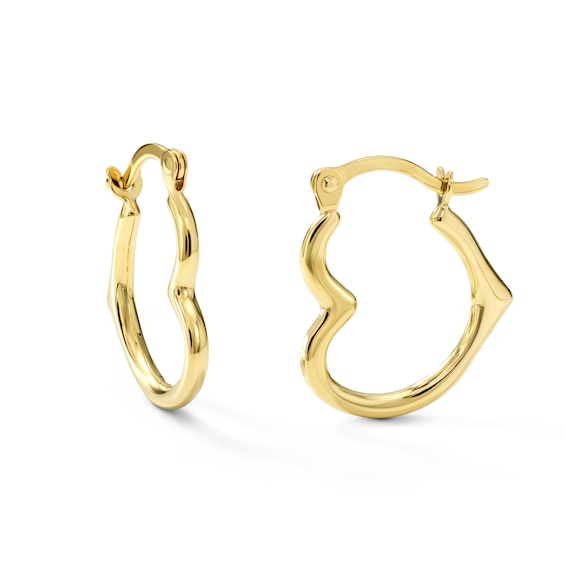 17mm Heart Hoops in Hollow 10K Gold