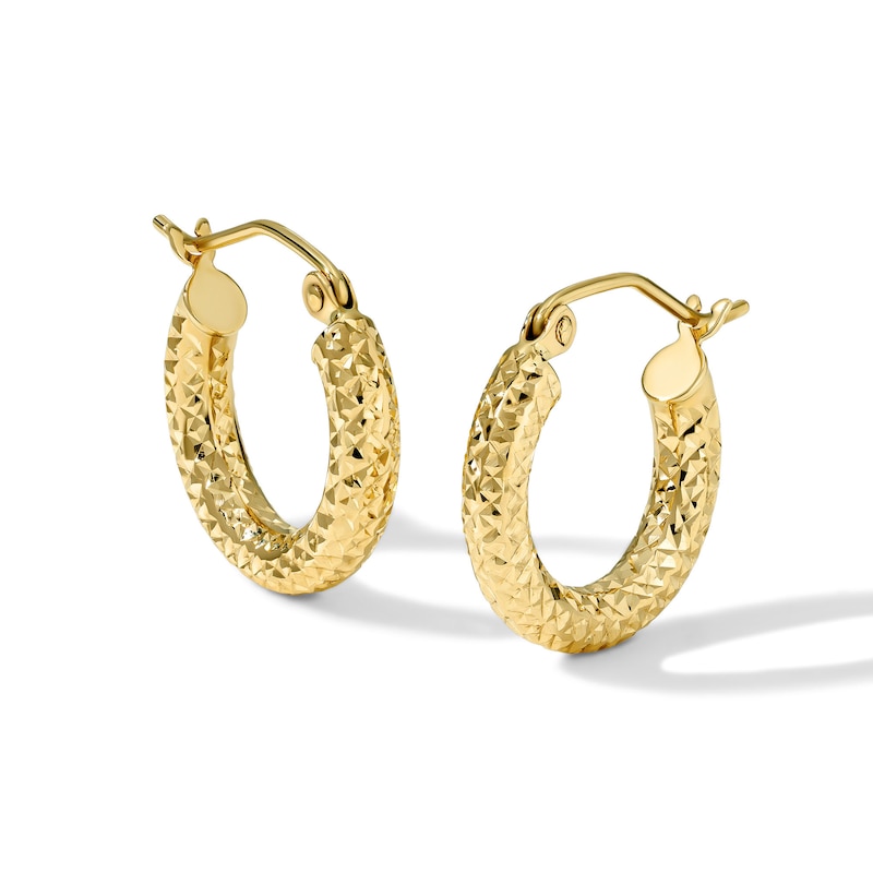 Main Image 1 of 16mm Diamond-Cut Hoops in Hollow 10K Gold