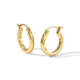 15mm Square Hoops in Hollow 10K Gold