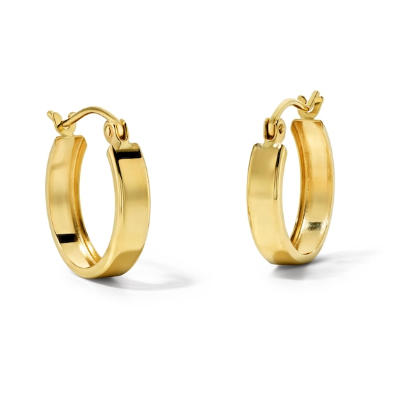 14mm Flat Hoops in Semi-Solid 10K Gold