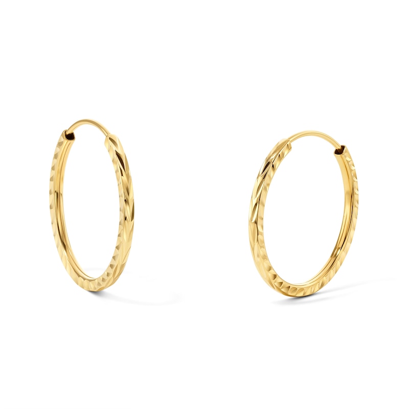 Main Image 1 of 20mm Diamond-Cut Continuous Hoops in Hollow 10K Gold
