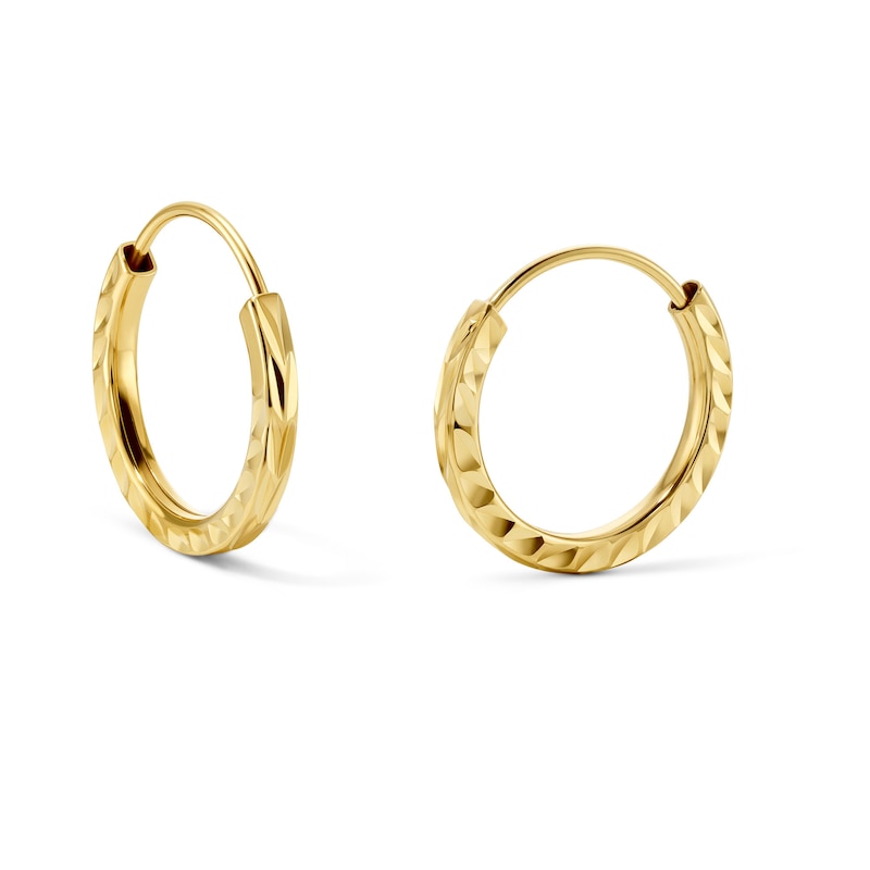Main Image 1 of 13mm Diamond-Cut Continuous Hoops in Hollow 10K Gold