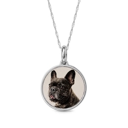 Photo and Engraved Message Round Necklace in Sterling Silver - 18"