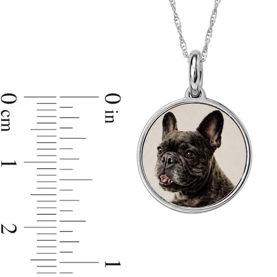Photo and Engraved Message Round Necklace in Sterling Silver - 18"