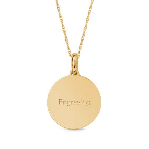 Photo and Engraved Message Round Necklace in Sterling Silver with 14K Gold Plate - 18"