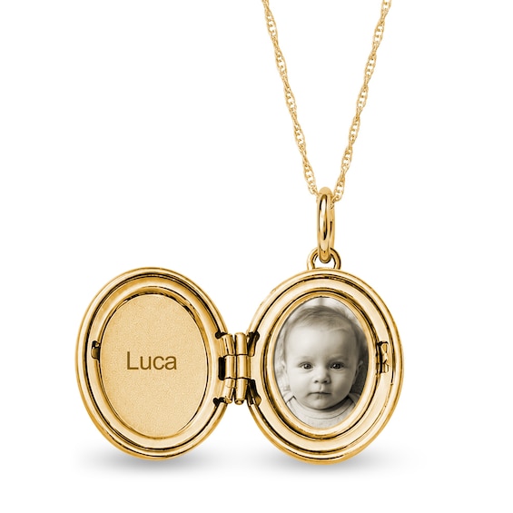 Oval Photo Locket Necklace in Sterling Silver with 14K Gold Plate - 18"