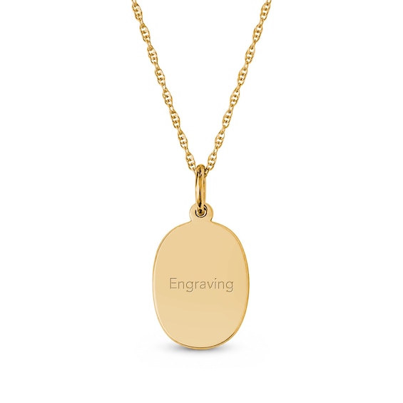 Name and Engraved Message Oval Necklace in Sterling Silver with 14K Gold Plate - 18"