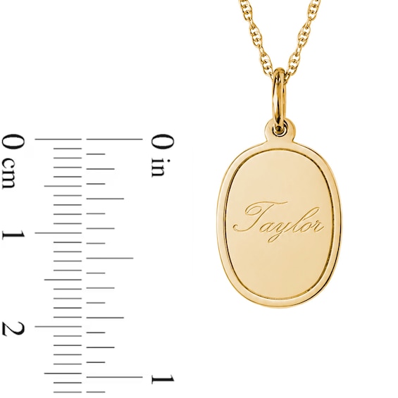 Name and Engraved Message Oval Necklace in Sterling Silver with 14K Gold Plate - 18"
