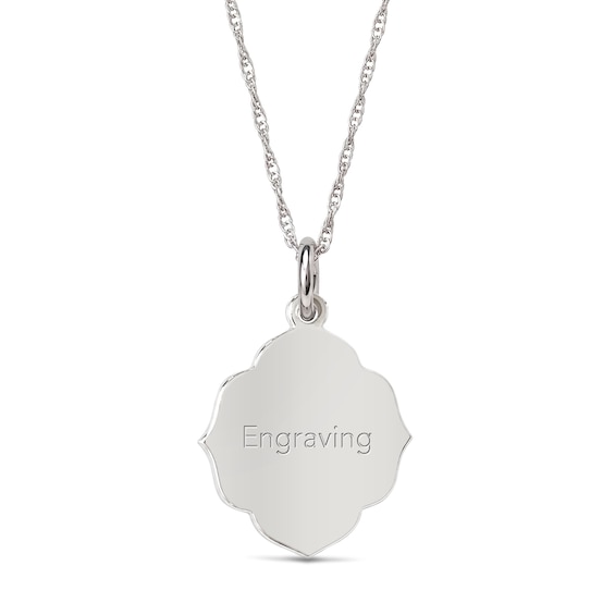 Photo and Engraved Message Quatrefoil Necklace in Sterling Silver - 18"