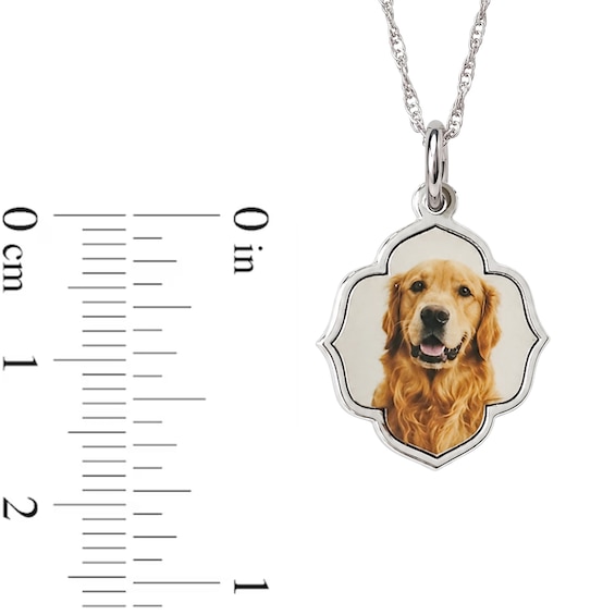 Photo and Engraved Message Quatrefoil Necklace in Sterling Silver - 18"